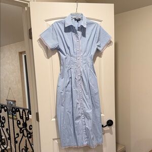 J. Crew Blue and White Striped Midi Dress